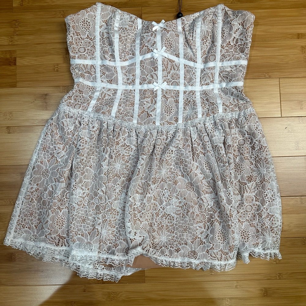 For Love And Lemons White Lace Dress corset XL